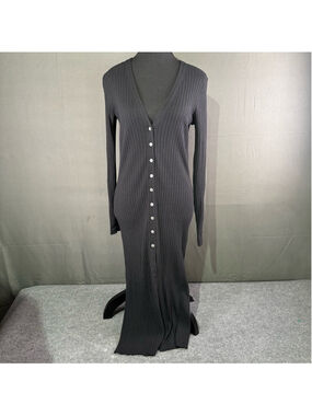 White Warren Dress W XS V Neck Button Capsule Minimalist Luxury Black